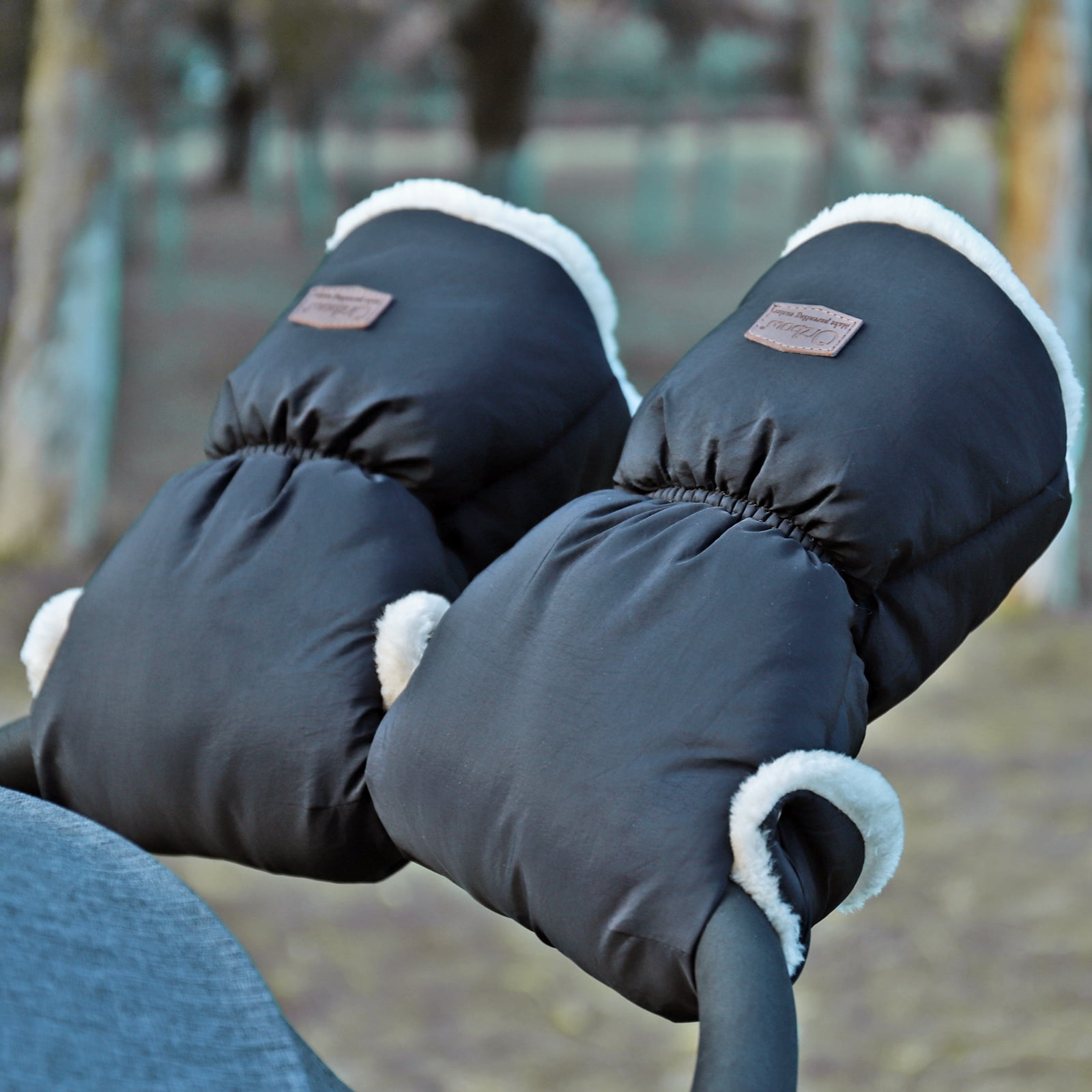 Orzbow Faux Sheepskin Gloves for Stroller, Universal Winter Anti-Freeze Stroller Mittens, Waterproof Warm Extra Thick HandMuff for Stroller Accessories, Dark Grey