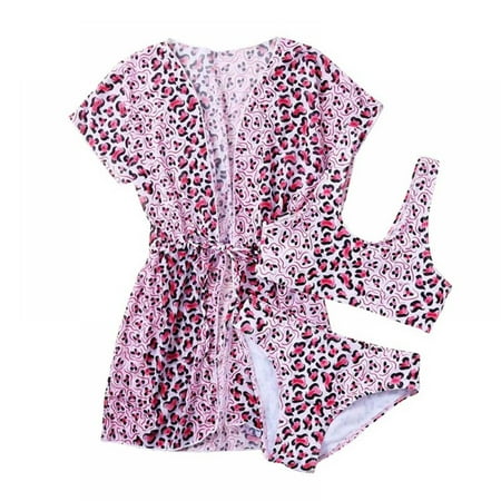 Girl s 2 Pieces Rashguard Bathing Suit Bikini Set Quick Dry Swim Suit Set Print Swimsuit Bathing Suit with Cover Up for Kids 11-12 Years