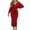 Red, variant on Odbmxy Wrap Womens Midi Dresses Long Sleeve Women's Dress V-Neck Slim Solid Color Party Lace up Knit Dresses,Black S