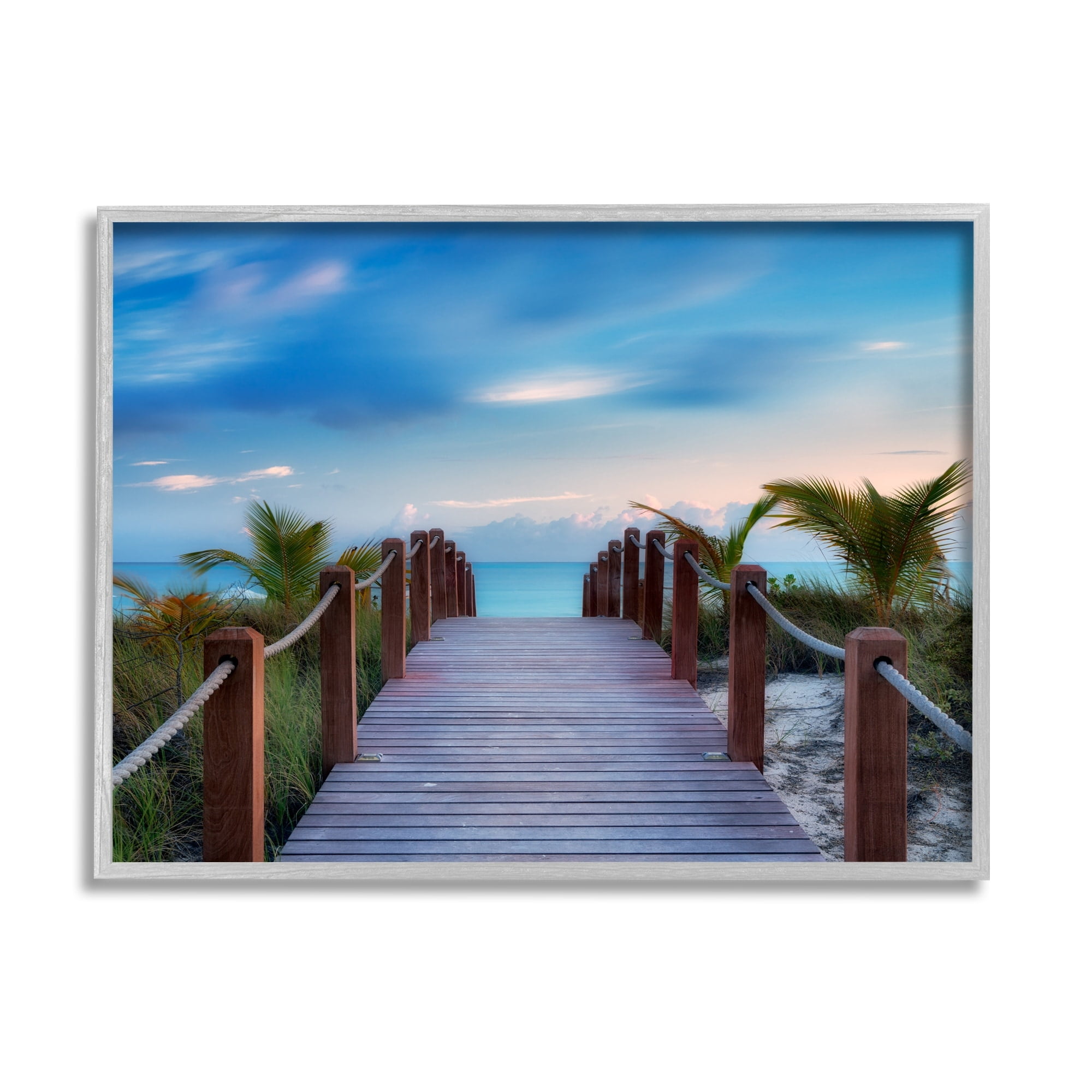 Stupell Industries Tropical Boardwalk Beach Path Coastal Photography Gray Framed Art Print Wall Art