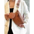 thumbnail image 2 of Gustave PU Leather Crossbody Bag for Women, Trendy Woven Fanny Pack Belt Bum Bag Shoulder Sling Purse with Adjustable Guitar Strap - Coffee, 2 of 7