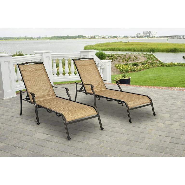 Hanover Monaco 2 Piece Outdoor Chaise Lounge Chairs with Durable Sling Fabric and Rustproof Aluminum Frames Walmart