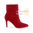 thumbnail image 3 of BLISSFUL STEP Pointed Toe Foldable Slip on Stiletto Heels Ankle Boots For Women Red 8.5, 3 of 7
