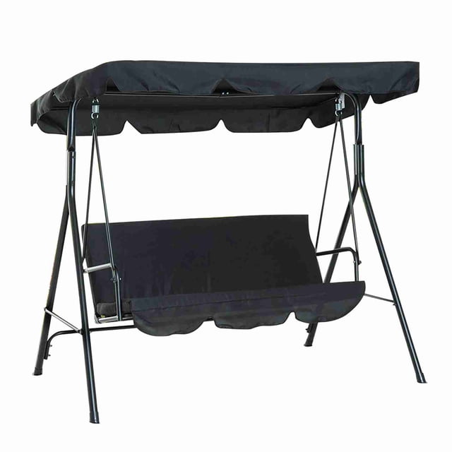 Funda superior para asiento de columpio impermeable para exteriores, resistente a la lluvia, duradera y antipolvo, color negro