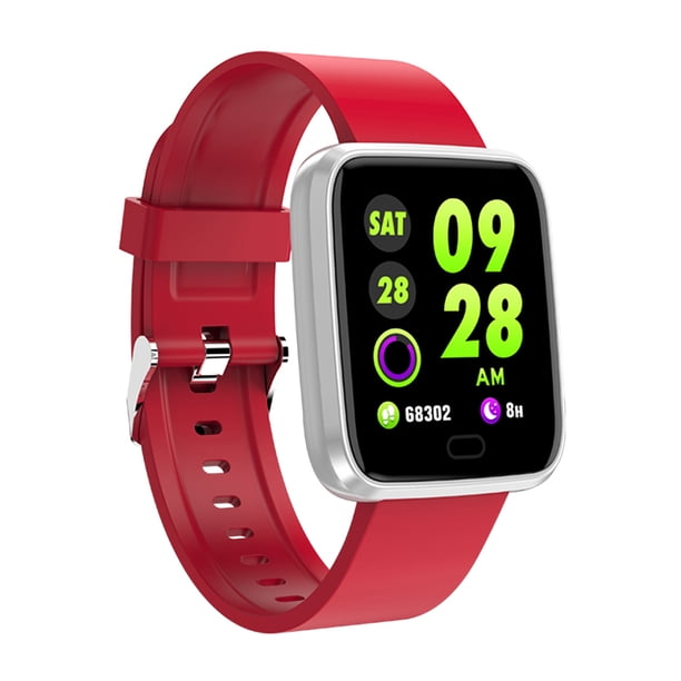 Reloj inteligente rastreador de ejercicios con detector de presión arterial y frecuencia cardíaca Pulsera para dormir a prueba de agua compatible con Bluetooth, rojo seitruly EL000918-03B