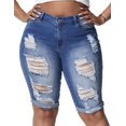 thumbnail image 1 of Pantalones cortos de mezclilla Gocolloa para mujer, talla grande, cintura alta, azul 14W, 1 of 5