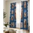 thumbnail image 5 of Desert Camels Sheer Curtains 84 Inch Length 2 Panels Set for Living Room/Bedroom, Wildlife Brown Animals Blue Geometric Kitchen Curtains Grommet Semi-Sheer Curtains Drapes Window Treatments 52"x84"x2, 5 of 7