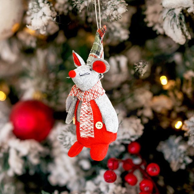 Xihbxyly Colgante de Ratón Navideño, Adorable Decoración Navideña, Adorno Versátil para Árbol o Mesa, Material Duradero para Un Uso Prolongado, Idea de Regalo Festivo, Diseño Fácil de Colgar.