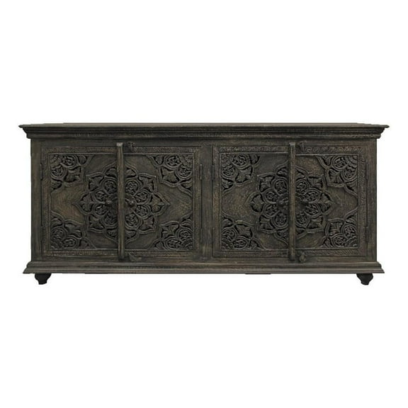 Carter Eagle 4-Door Sideboard in Distressed Gray Finish on Mango Solid Wood