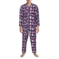 thumbnail image 3 of Salouo cute Skull rainbow mushroom Print Button-Front Long Sleeve Pajama Set for Men, Soft 2Pjs Men's Long Sleeve Sleepwear-Medium, 3 of 7