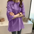 thumbnail image 2 of Baberdicy Women's Oversized Cotton T-Shirt – Loose Fit Crewneck Tee for Casual Wear, Soft Breathable Summer Top, Unisex Street Style Basic Wardrobe Essential (Purple | M), 2 of 5