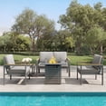 thumbnail image 2 of JXXM 4-Piece Outdoor Patio Conversation Set, Metal Furniture with Cushions & Coffee Table, Gray, 2 of 6