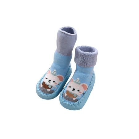 

Genuiskids Baby Anti-Slip Socks Shoes Cartoon Animal Print Knit Moccasins Soft Sole Slippers