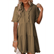 thumbnail image 1 of Vestido Informal de Mujer con Cuello en V, Corta, Corte A y Volantes, Color Caqui, Talla XL, 1 of 5