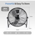 thumbnail image 2 of EDX 20" High Velocity Industrial Floor Fan - 3 Speeds, 120°Adjustable Tilt, Metal Housing/Blades, Powerful Cooling for Warehouse, Garage, Factory and Office, 120W, Black, 2 of 8