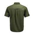 thumbnail image 3 of ZCFZJW Cargo Shirts for Men Big and Tall Regular Fit Casual Summer Roll-up Short Sleeve Button up Solid Color Lapel Collar T-Shirts Tops Army Green XXXXXL, 3 of 5