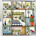 thumbnail image 1 of Whimsical Halloween Patchwork Shower Curtain - Colorful Cats, Pumpkins & More!, 1 of 5