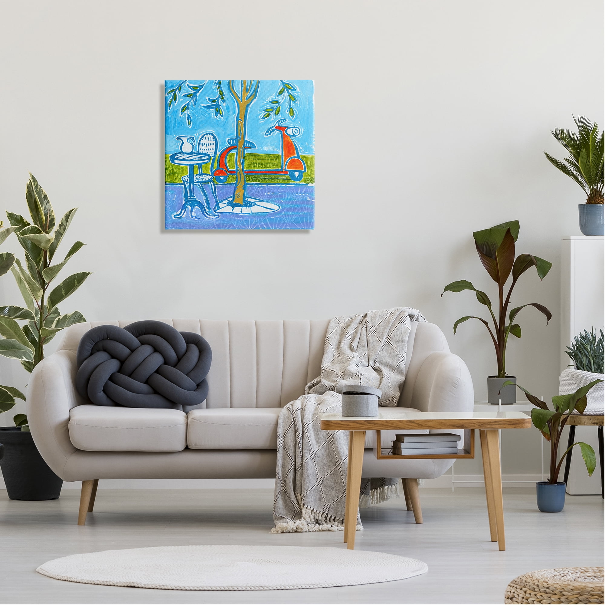 Stupell Industries Contemporary Garden Scene Parked Scooter Abstract Nature Painting Gallery Wrapped Canvas Print Wall Art, Design by Ben Mann