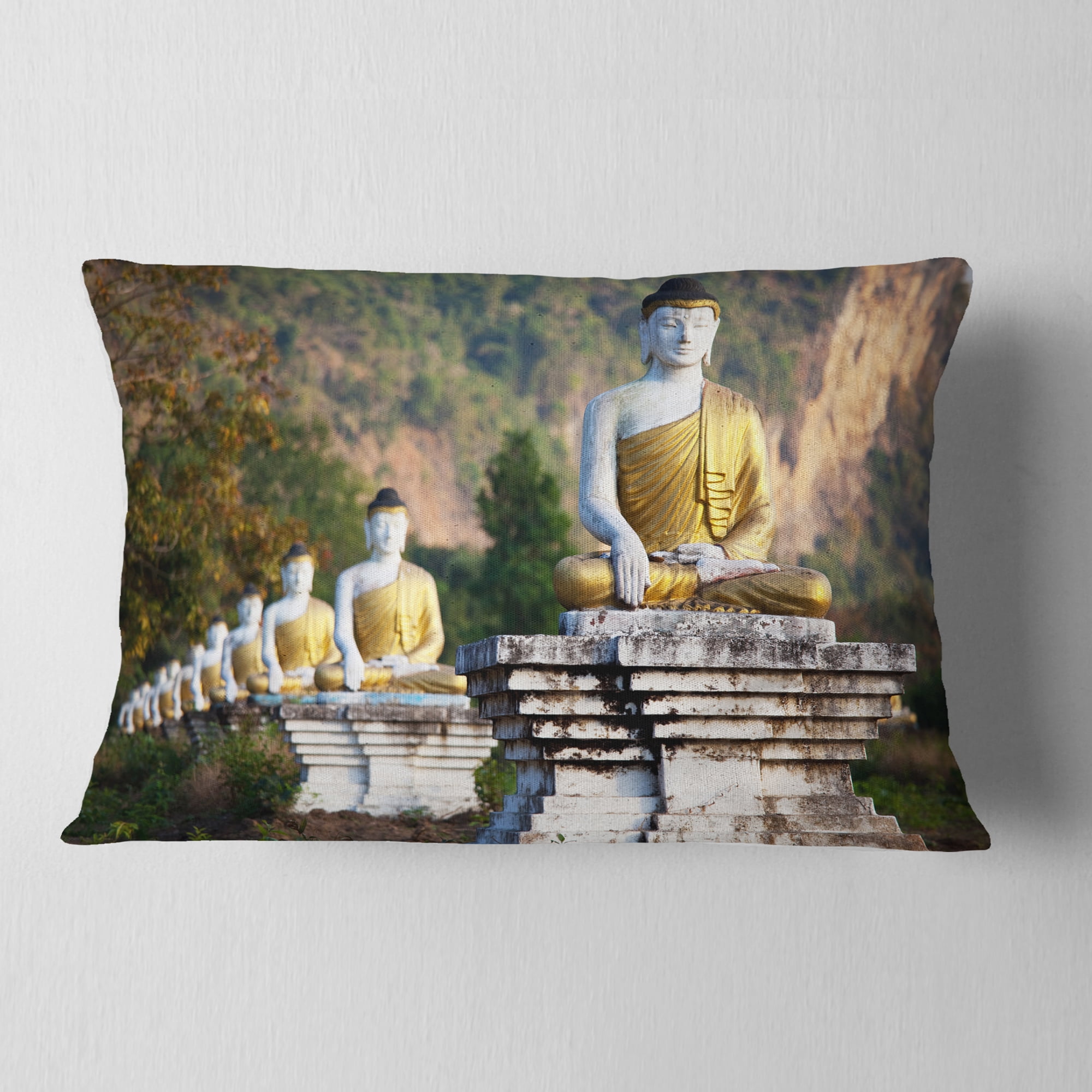 Designart 12" x 20" Gold Polyester Throw Pillow