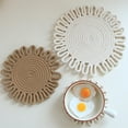 thumbnail image 7 of Miyuadkai Woven Insulation Mat Table Mat Khaki 24Cm, Woven Floral Placemat Cotton Cord Vintage Woven Insulation Mat Kitchen Floral Placemat Handmade Cotton Pot Cushion Cup (Diameter 7.1 "9.4" 11.8 "), 7 of 7