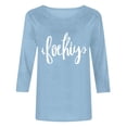 thumbnail image 3 of Mujeres Tres Cuartos de Manga Tops Día de la Mujer Impreso Cuello Redondo Blusa Suelta, Suéter de Manga Casual 3/4 para el Uso de Primavera Y Verano, 3 of 5
