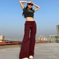 thumbnail image 4 of XFLWAM Button Fly Boyfriend Jeans for Women Baggy Straight Leg Low Rise Cargo Vintage Long Denim Pants Wine Red XXL, 4 of 8