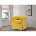 thumbnail image 4 of Tucker Yellow Woven Fabric Swivel Barrel Chair with Skirted Bottom, 4 of 5