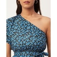 thumbnail image 2 of Moomaya Women's Printed One Shoulder Casual Top, Regular Fit Peplum Short Top, 2 of 8