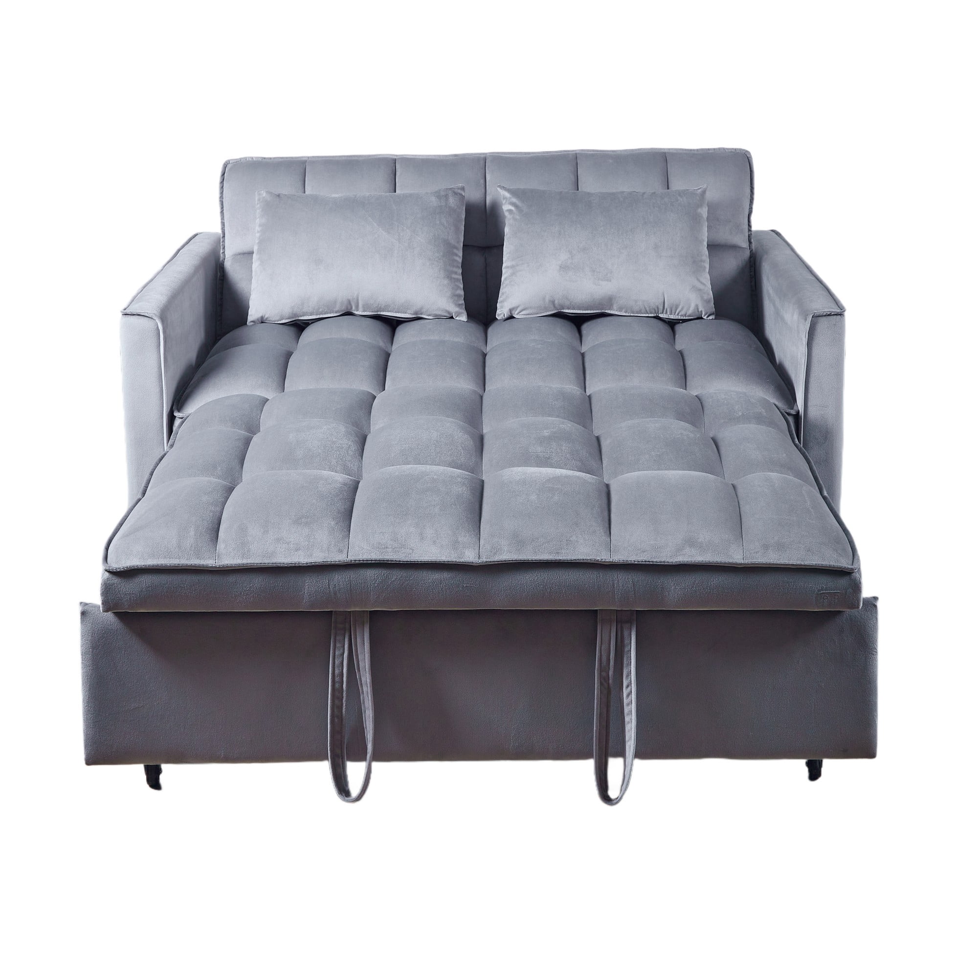 Gewnee 51.1 Inch Convertible Sofa Bed,Velvet Loveseat Sofa with Foldable Sofa Bed,Sleeper Sofa for Living Room or Office,Futon Sofa with Adjustable Backrest.Light Grey
