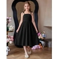 thumbnail image 4 of Oudiya Girls Summer Dress Maxi Spaghetti Strap Ruched Flowy Beach Boho Casual Teen Girl Party Sundress 6-14Y, 4 of 6