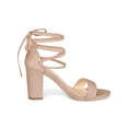thumbnail image 3 of BLISSFUL STEP Women's Sandals Solid Summer Block Heels Lace up Sandals Nude 6.5, 3 of 7