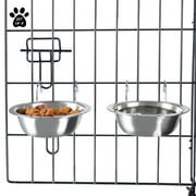 Stainless Steel Hanging Pet Bowls for Dogs and Cats- Cage, Kennel, and Crate Feeder Dish for Food and Water- Set of 2, 8 oz Each By PETMAKER