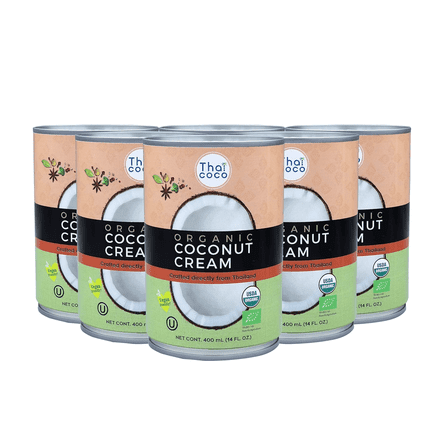 Thai Coco - Organic Coconut Cream Full Fat Unsweetened Heavy Cream - 14 fl. oz. 6 Pk