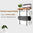 thumbnail image 6 of Towel Racks for Bathroom Wall Mount, Towel Holders with Wooden Shelf, Black, 6 of 7