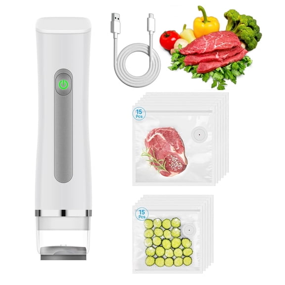 DERCLIVE Compact Vacuum Sealer for Food Sealer, Handheld Portable Vacuum Sealer Machine with 30 Reusable Bags for Freshness & Storage Preservation, Seal Meal Saver Food Sealer