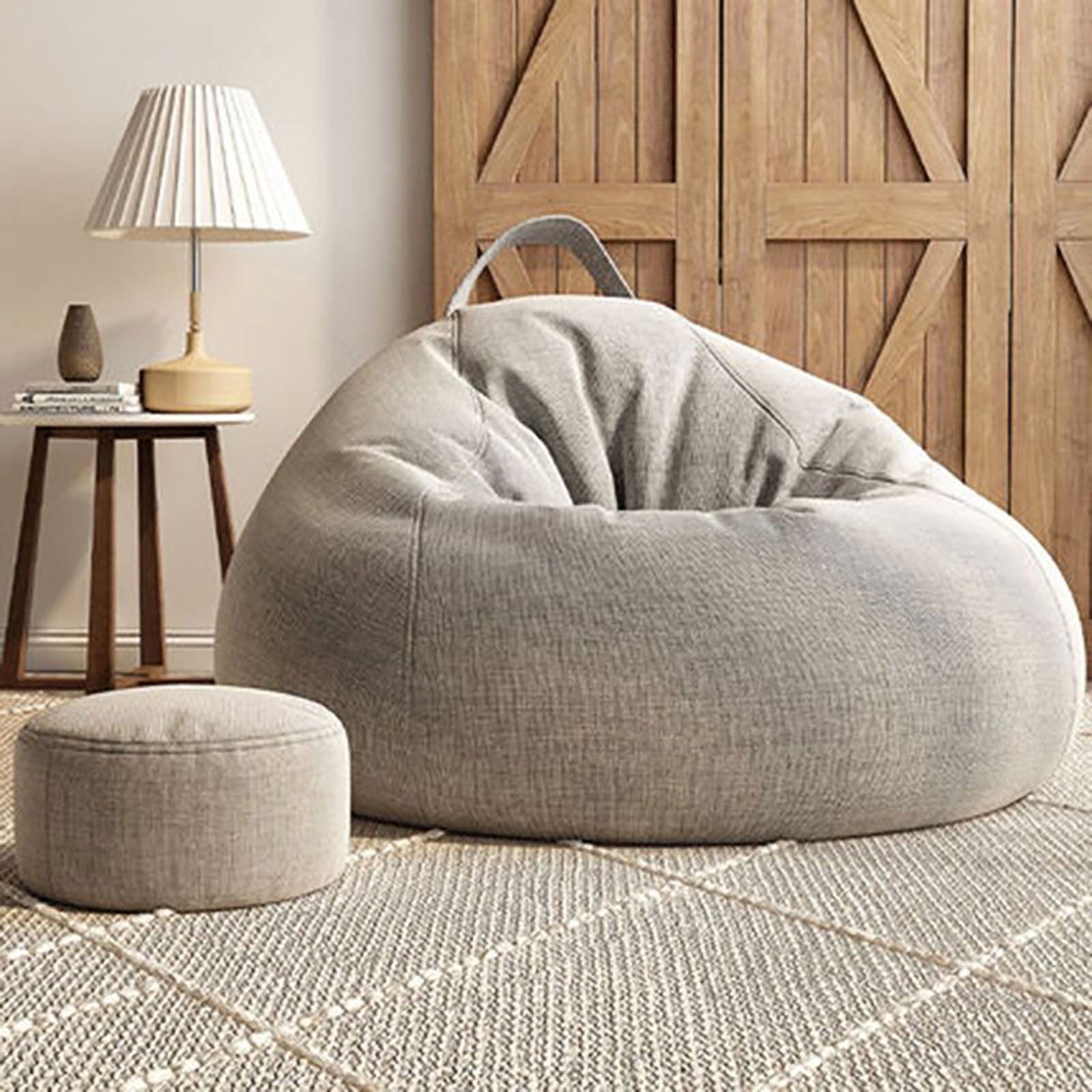 Bean Bag Chair 2.3Ft, Memory Foam Filled, Large Beanbag Chairs for Adults and Teens, Soft Sofa with Removable Flannel Cover, Round Couch for Living Room Bedroom College Dorm