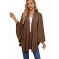 thumbnail image 3 of Elegant One-Piece Cape Wrap, Soft Batwing Sleeve Poncho for Women, Solid Color Shawl, One Size Fits All,6, 3 of 44