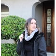 thumbnail image 2 of Fuax Fur Wide Cowl Infinity Scarf Soft Neck Warmer Black Grey, 2 of 3