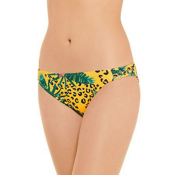 Decree YELLOW Tropical Print Hipster Bikini Swim Bottom, US Small