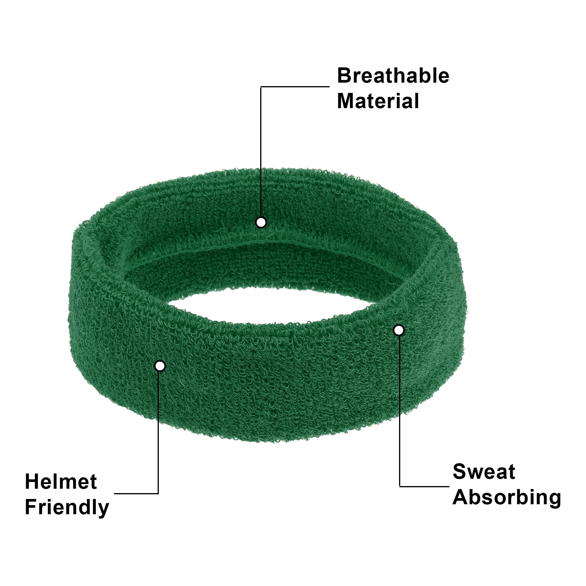 Unique Bargains 3 Pcs Sport Headband Wristband Sweatband Cotton Blend Grass Green