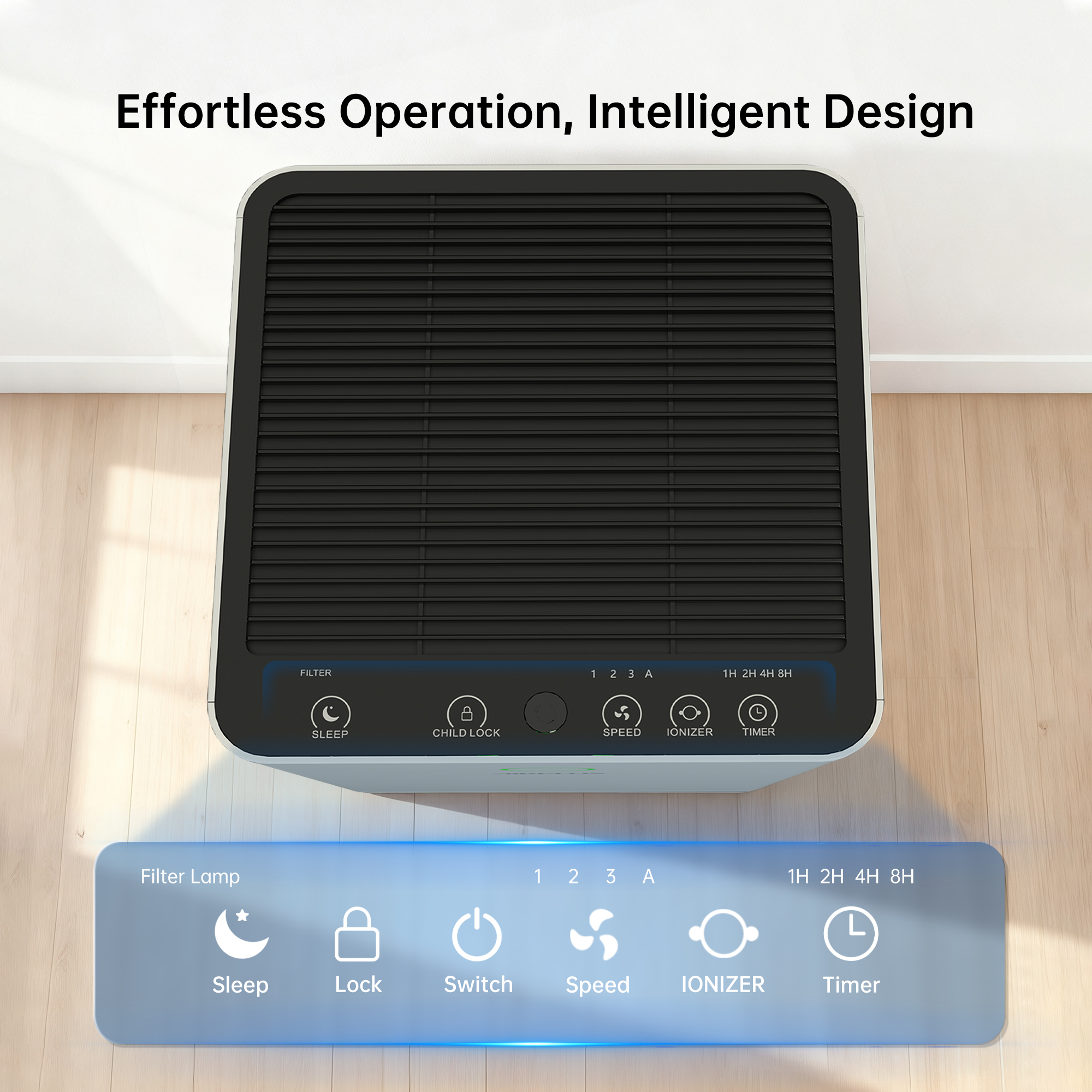 AIRPLUS Air Purifiers for Home Large Rooms up to 5000 Ft², H13 True HEPA 99.97% Filtration with Sleep Mode & Child Lock, 260 CFM CADR, PM2.5 Air Quality Display Removes Allergies, Pet Odor, Pollen