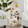 thumbnail image 5 of LELELINKY 3-Tier Narrow Side Table with Charging Station, Wood Nightstand with USB Ports for Small Spaces, White, 5 of 7