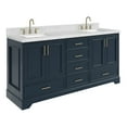 thumbnail image 4 of Ariel Stafford 73 Inch Double Rectangle Sink Vanity With Carrara White Marble Countertop W/1.5" Edge In Midnight Blue, 4 of 10