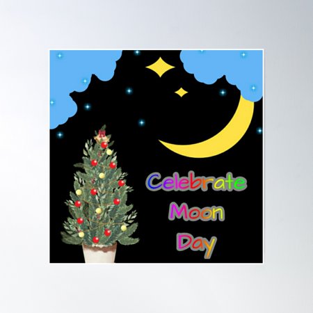 Celebrate Moon Day Poster Wall Art, Modern Wall Decor, 30x30 UNFRAMED