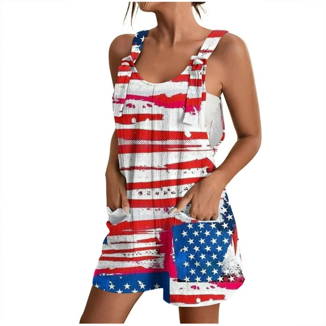 Penkiiy Women's Sleeveless Romper, Multicolor, L