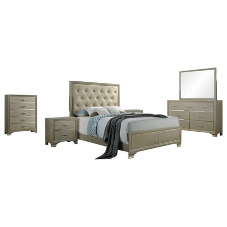 Delphine 6 Piece Queen Size Contemporary Champagne Wood With This On Opens A Dialog That Displays Additional Images For Product With The Option To Zoom In Or Out