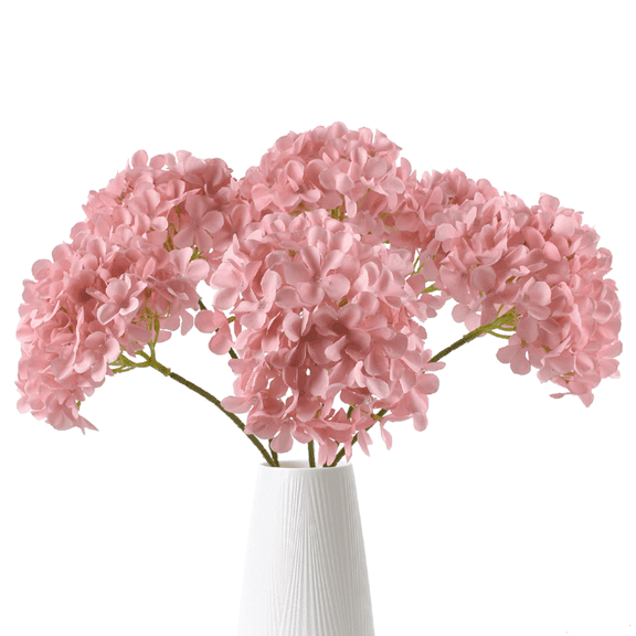 Hagao Hydrangea Stems, 6 Stems, Pink Artificial Silk Flowers for Wedding Bouquet Home Decor
