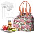 thumbnail image 4 of Pioneer Flower Floral Print Pattern Drawstring Lunch Bag Women - Drawstring Lunch Bag Insulated for Work Office - Stain-Resistant Large Lunchbags for Women with Multi-Pockets, 4 of 6