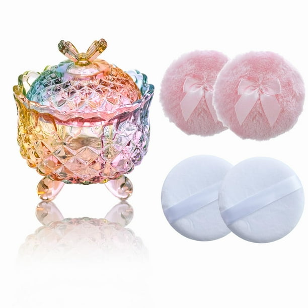 Set Powder Puff Qopoto de 5 piezas con estuche de cristal
