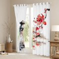 thumbnail image 3 of Manfei Watercolor Pavilion Black Out Curtains, Red Floral Curtains Pack of 2 (42x63 Each) Home Decor, Brown Red White, 3 of 6
